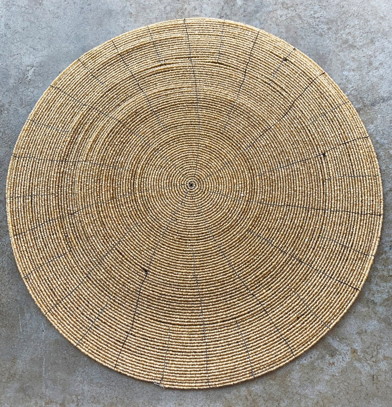 Beaded Placemat Chargers 14 X 14 Round Set of 2 Etsy