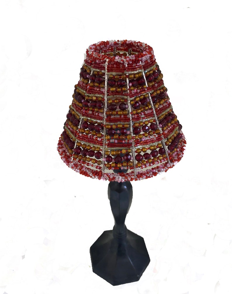 Glass Votive Tea Light Holder Handmade Beaded Lamp Shade 2 Etsy