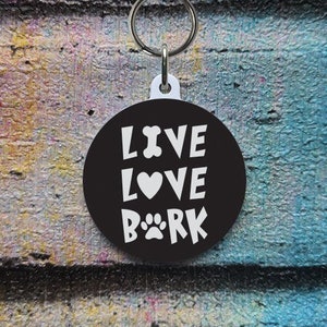 Live Love Bark Dog ID Tag | Pet ID Tags | Custom Pet Tag | Unique Pet Tags | Funny Dog ID Tag | Personalised Pet Tag | Cute Dog Tags | Dogs