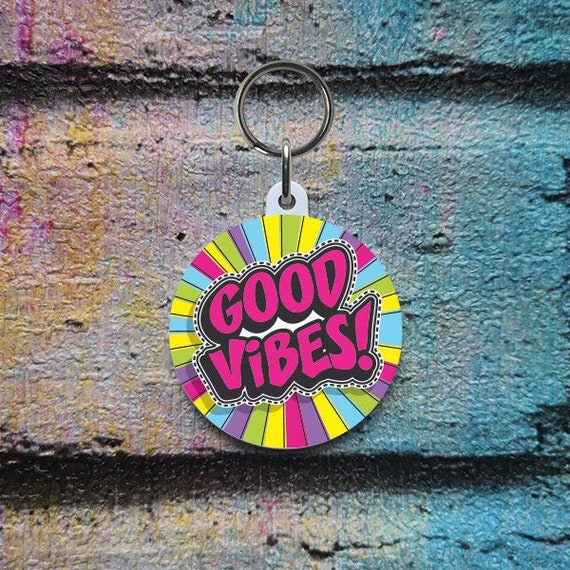 Good Vibes Dog ID Tag Pet ID Tags Custom Pet Tag Unique Etsy