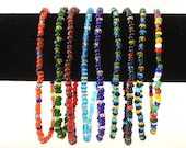Multi-color Glass Beads Stretch Ankle Bracelet