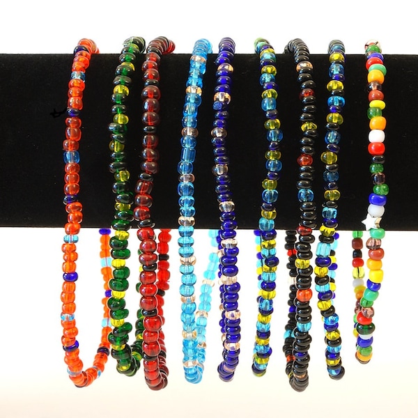 Multi-color Glass Beads Stretch Ankle Bracelet