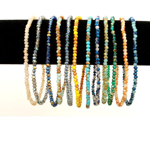 Multi-color Opaque Crystal Beads Stretch Ankle Bracelet