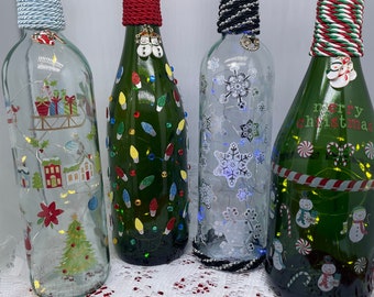 Christmas Wine Bottle Holiday Centerpiece Decorations Lighted Crafts