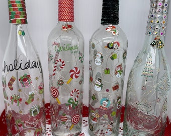 Christmas Wine Bottle Holiday Centerpiece Decorations Lighted Crafts