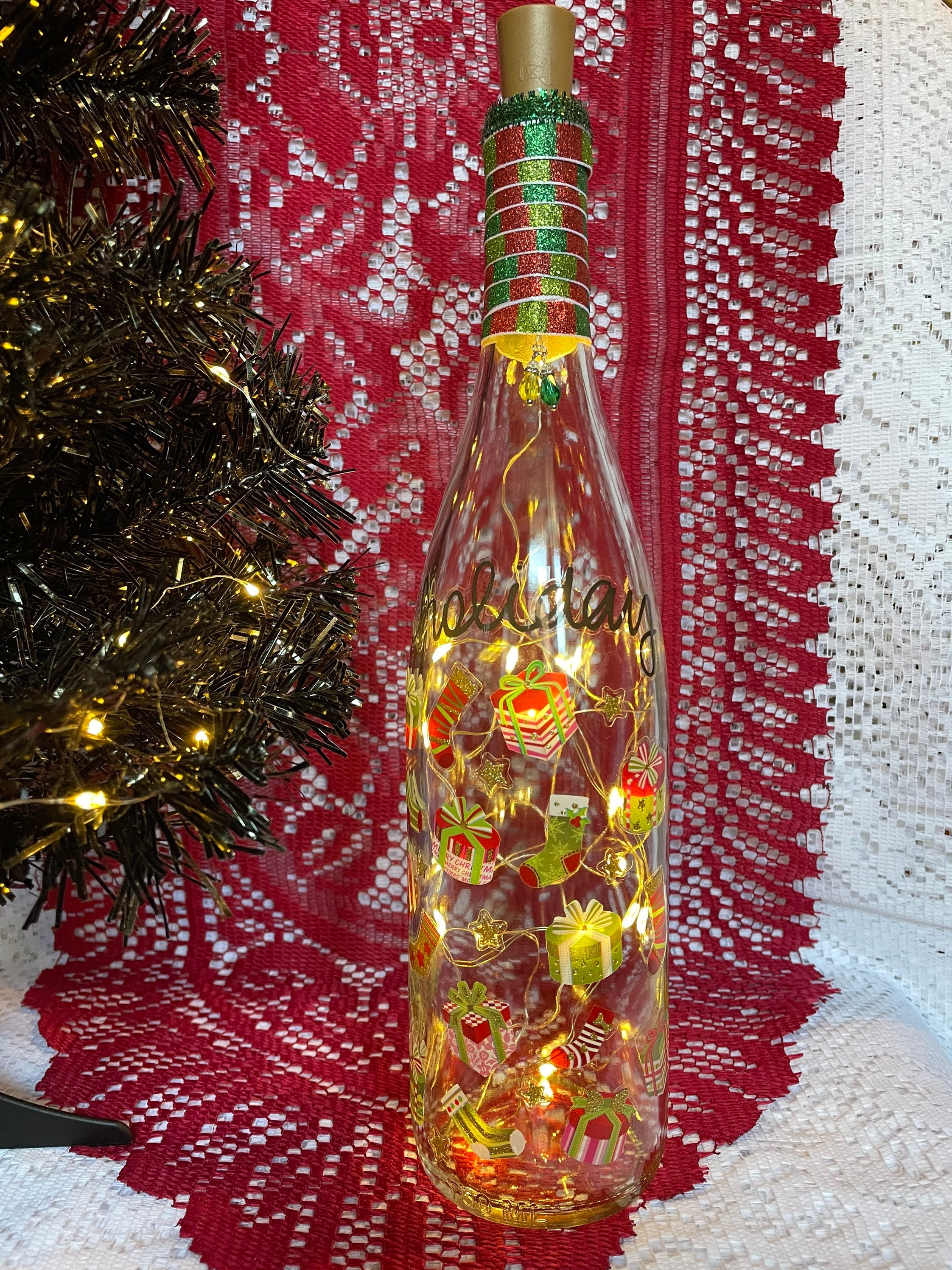 10 Bouteilles De Noël à Remplir - Décorations Sapin, étoile, Boule - Avec Ruban Et Autocollants - DIY