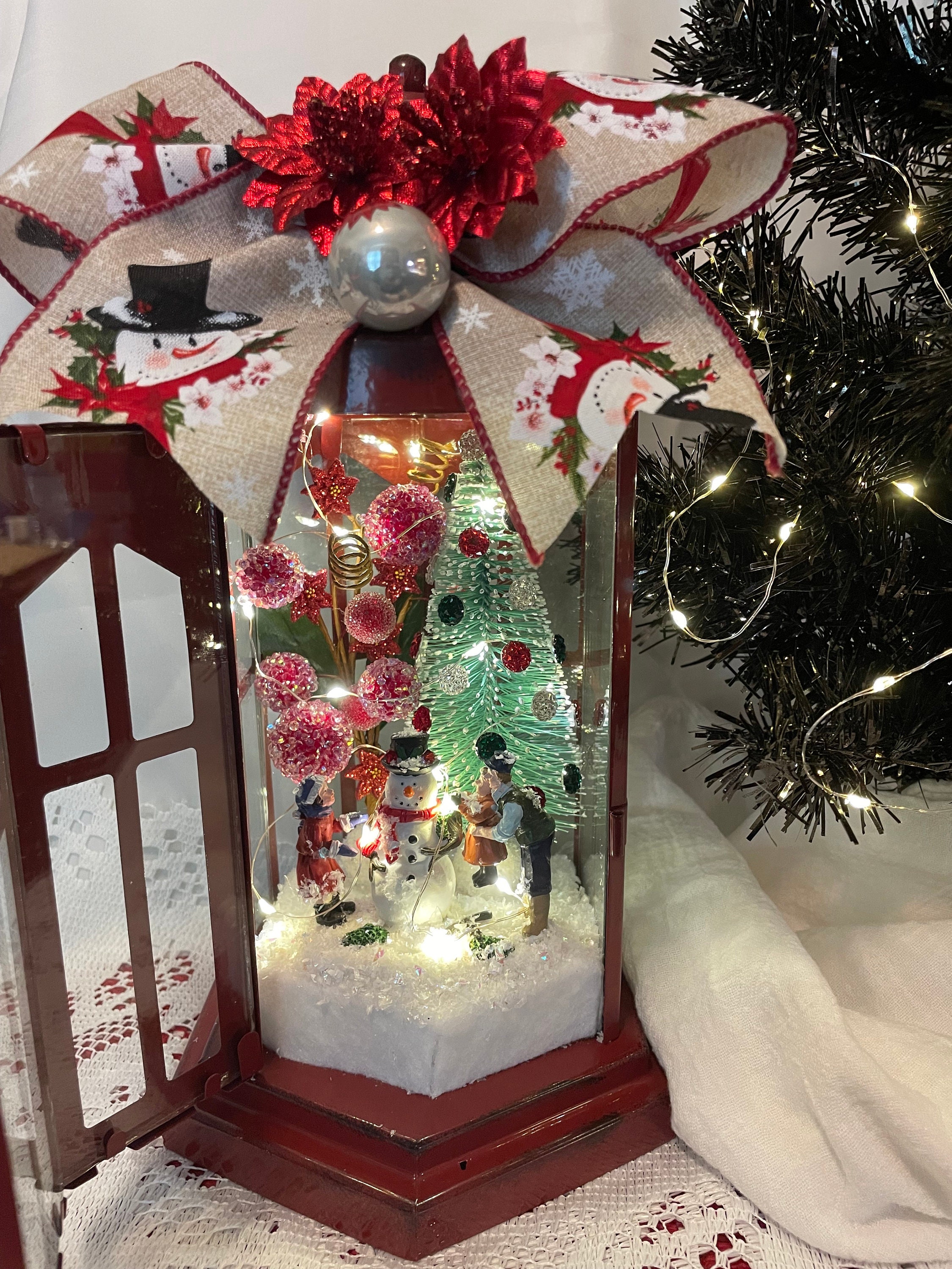 Christmas Lanterns Decorations Centerpiece Sparkly Lights for the Holidays Etsy