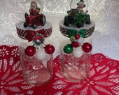 Christmas Holiday Decoration Candy Mason Jars Santa, Snowman, Christmas Themed Centerpiece Snowglobe
