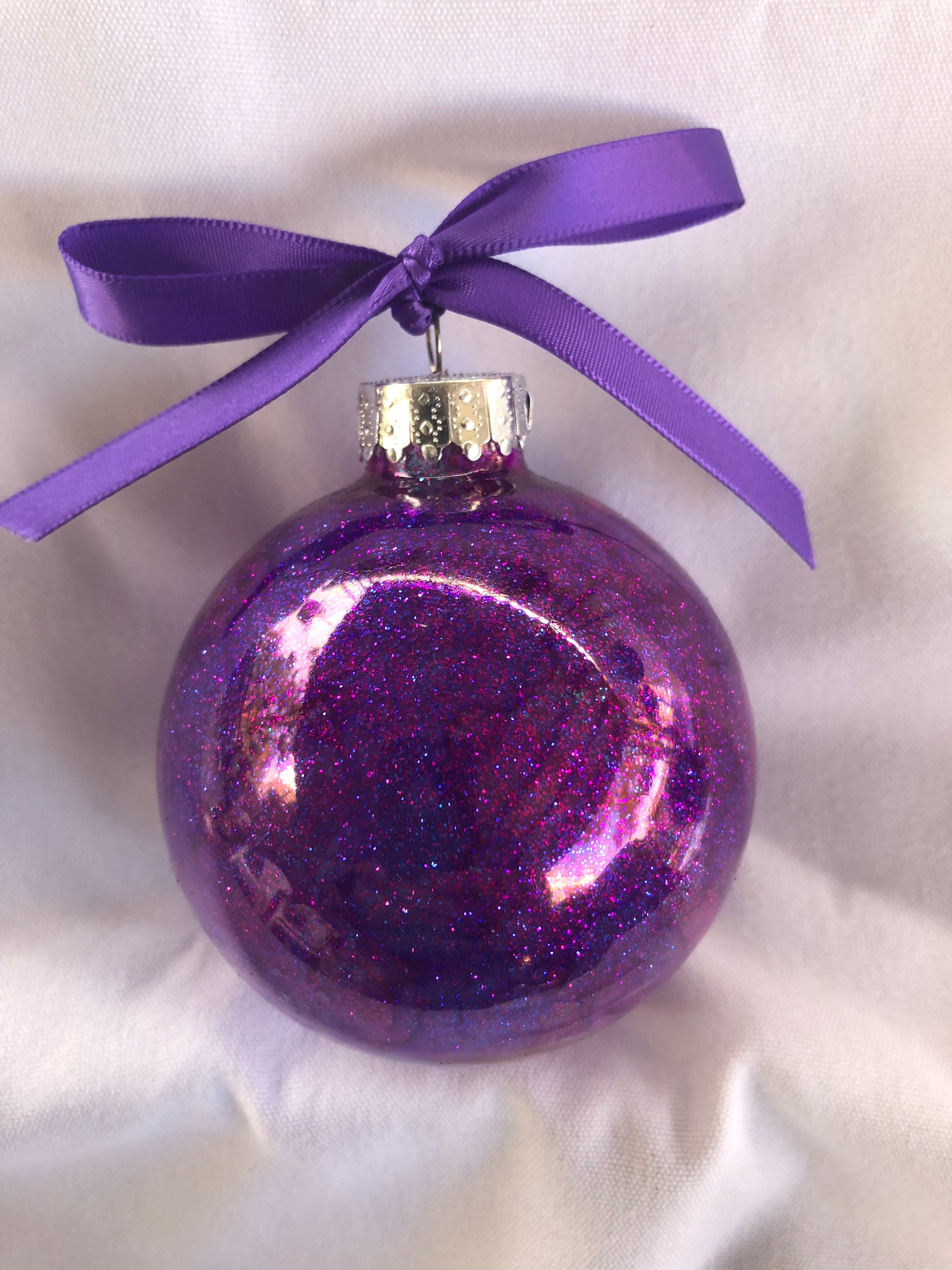 Black Onyx Iridescent Glass Glitter Sparkly Christmas Holiday Ornament 