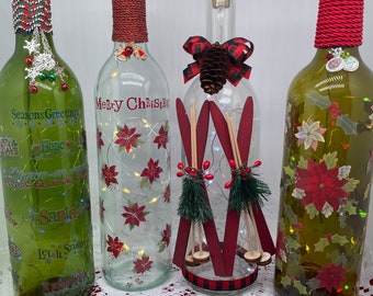 Christmas Wine Bottle Holiday Centerpiece Decorations Lighted Crafts