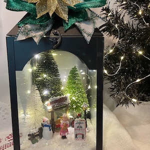 Christmas Lantern Decorations Centerpiece Sparkly Lights for the Holiday