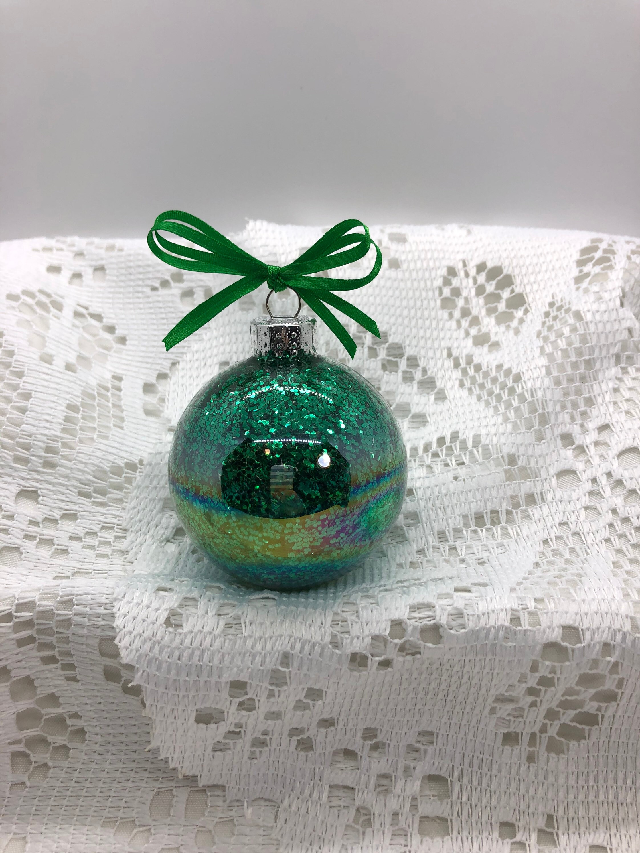 Dark Green Iridescent Glass Glitter Sparkly Christmas Holiday Etsy