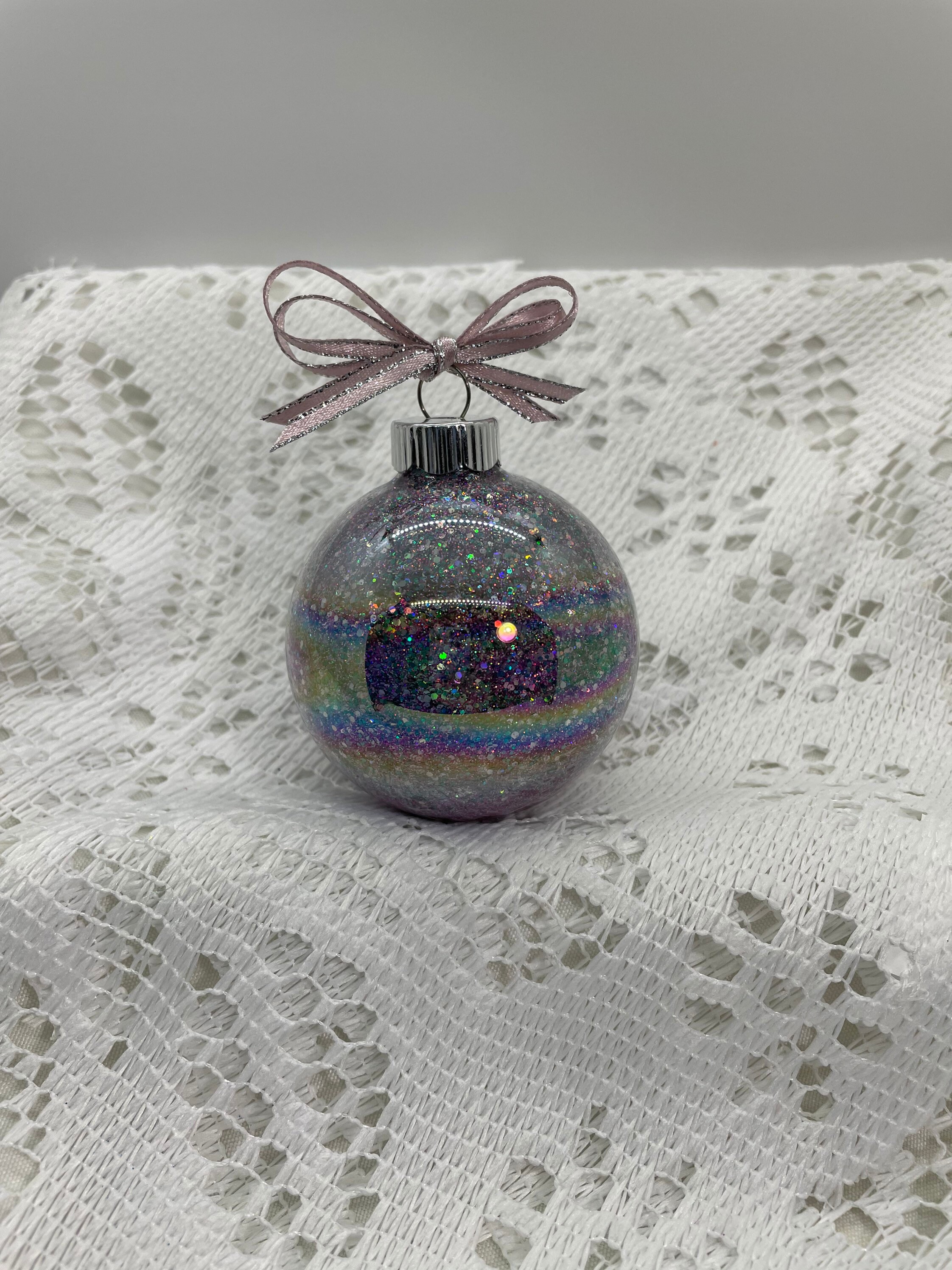 Black Onyx Iridescent Glass Glitter Sparkly Christmas Holiday