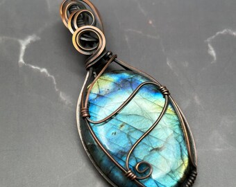 Mystic Shield Labradorite Pendant