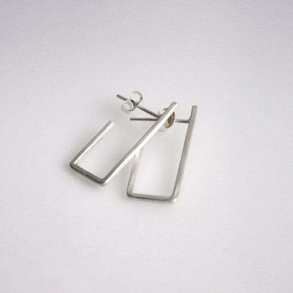 Best Seller: Mini Staple Studs, Gold or Silver || Rectangle Hoop Earrings