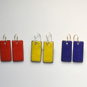 1&quot; Mini Enamel Drops || Colorful Rectangular Enamel Earrings
