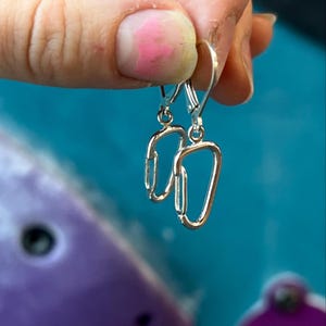 Carabiner Dangle Earrings | Sterling Silver Climbing Jewelry