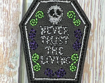 Coffin Badge Reel, Never Trust the Living Badge Reel, Halloween Badge Reel, Interchangeable ID Badge Reel, Nurse, Retractable Badge