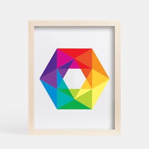 Color Wheel Print, Geometric Wall Art, Primary Secondary and Tertiary Color, Rainbow Design, Color Theory, Digital Download