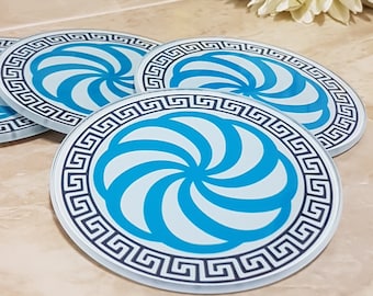 Armenian Gifts, Armenian Glass Coasters, Gift for Armenian Friend, Armenian Eternity Symbol, Custom Armenian Gifts for Family and Friends