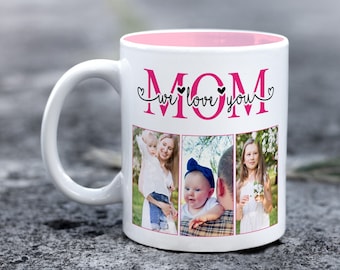 Personalized Gift for Mom Grandma, Personalized Photo Mug, Custom Coffee Mug with Photos and Text, Picture Coffee Mug, Mug with Pictures