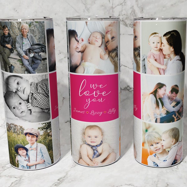 Photo Tumbler, Personalized Photo Collage Tumbler, Photo Thermal Mug, Personalized Photo Travel Mug, Custom Pictures and Text Tumbler