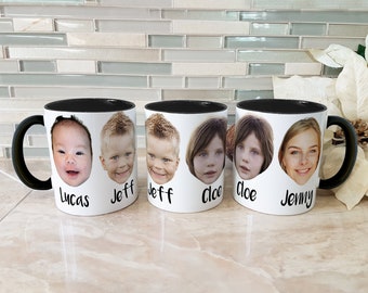 Faces Mug Multiple Faces, Head Mug, Baby Photo Mug, Custom Face Mug, Face on Mug, Funny Gift, Mug with Face, Photo Mug, Gift for friend _D54