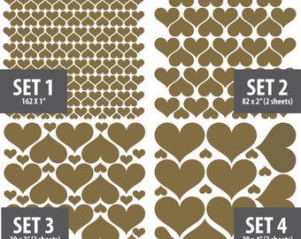 294 Heart Decals Assorted Sizes, Metallic Decals, Kids Bedroom Decor, Nursery Decor, High Quality Removable Decals, Home Decor, Wall Decor