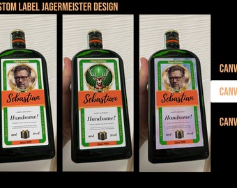 Plantilla de etiqueta Canva personalizada Jagermeister La mejor del mercado. Se adapta a 700 ml/0,7 L. Créame, vale cada centavo. Regalo/Regalo para él