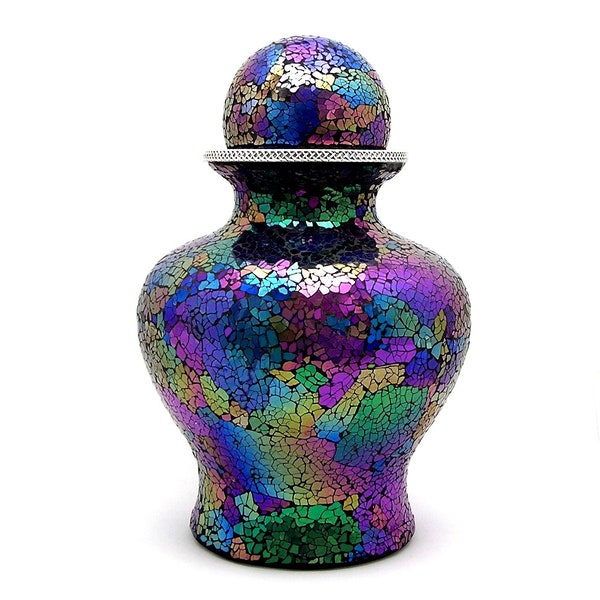 Mosaic Glass Cremation Urn, Rainbow, Human