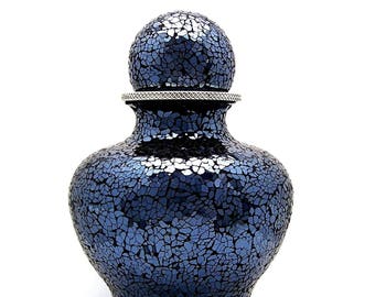 Cremation Urn for Human Ashes, Dark Blue & Burgundy