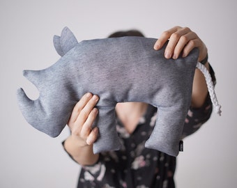 RHINO plush. TOY with a sustainable story. Handmade soft toy. Soft pillow. Plush toy. Doudou.