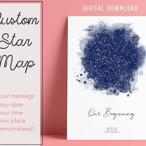 Mapa estelar personalizado | Mapa do céu noturno Nossa história Impressão de estrela personalizada Presente Aniversário de casamento Download digital