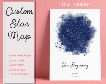 Custom Star Map | Night Sky Map Our Story Personalized Custom Star Print Gift Wedding Anniversary Digital Download