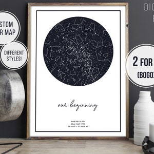 Carte des étoiles personnalisée | Fête des mères, cadeau de fiançailles des pères, cadeau d'anniversaire de la Saint-Valentin, anniversaire de mariage, Noël, téléchargement numérique