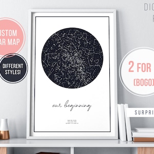 Custom Star Map | 2 for 1 | SURPRISE SALE! Star Map Night Sky Print Sky Constellation Wedding Anniversary Digital Download