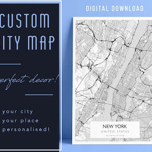 Benutzerdefinierte Karte Druck | Custom City Map Print City Map Kunst Individuelle Karte Poster Digitaler Download