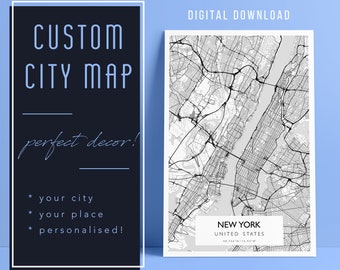 Custom Map Print | Custom City Map Print City Map Art Custom Map Poster Digital Download