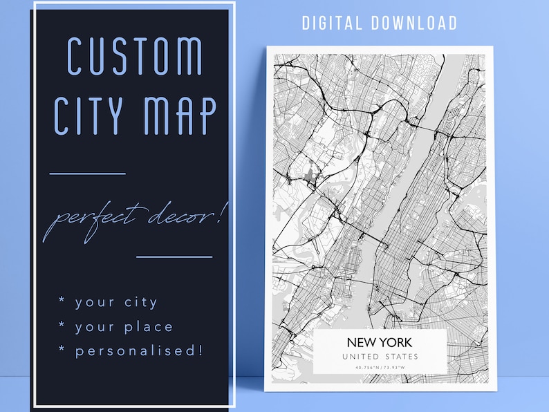 Custom Map Print Custom City Map Print City Map Art Custom Map Etsy