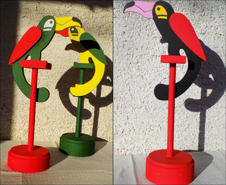 Handmade Wooden Toucan Figurines-Statues Decor image 0