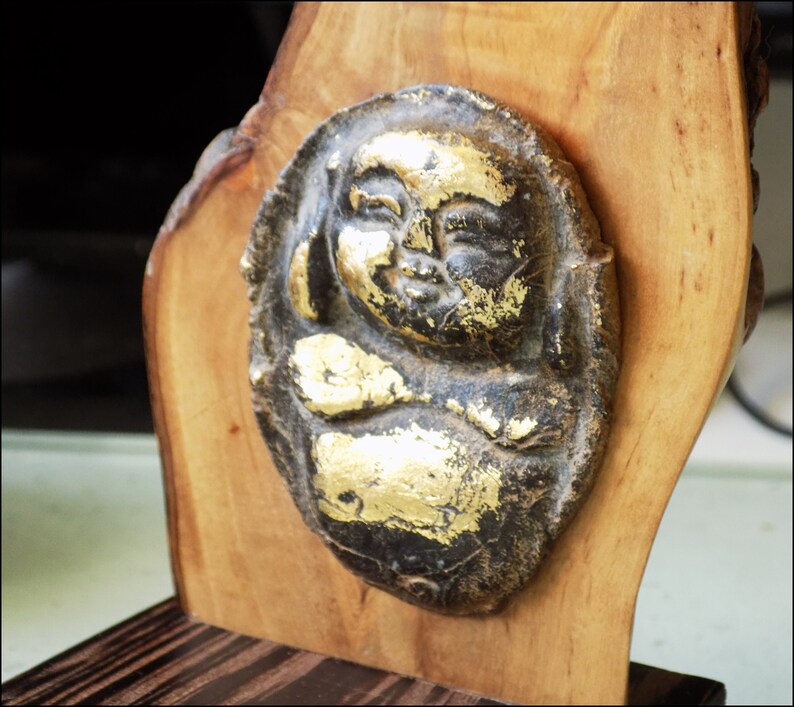 Handmade Wooden Buddha Paperweight-Figurine Decoration image 0