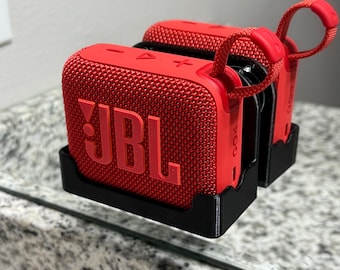 Suction Cup Shower Mount for JBL Go 4 Speaker – 3D Printed Bathroom Mirror Mount with Drain Holes – Hands-Free Shower Speaker Holder