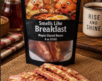 Maple Glazed Bacon Wax Melts | Realistic Bacon Strips | Breakfast Food Scented Home Fragrance