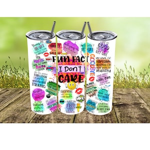 Sarcastic fun facts themed sublimation tumbler design