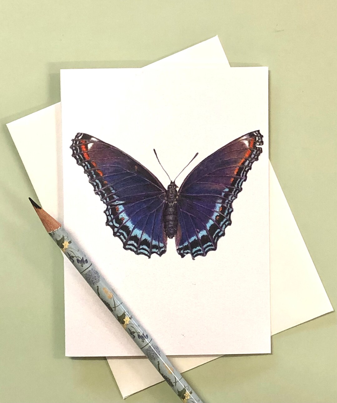 Set of 5 Note Cards, Red-spotted Purple Butterfly, 4" X 5.5" Card ...