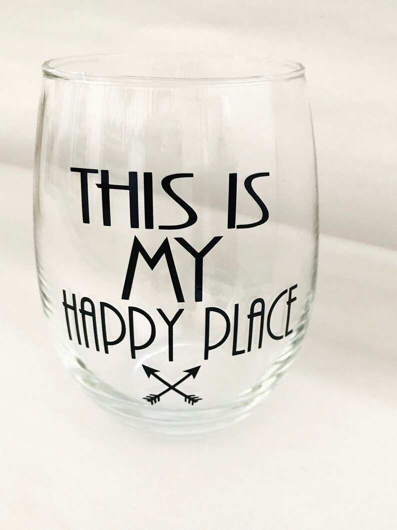 This is my happy place stemless wine glass 21st birthday gift Etsy