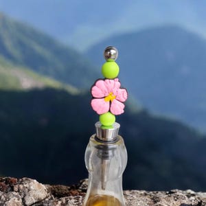 Silicone beaded floral flower wine stopper / spring summer flower beaded silicone wine stopper top / tropical wine accessories