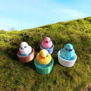 Handbemalte 3D gedruckte Baby Ente Fidget clicker ente / 3d gedruckte Tierfigur niedliche Frühlingsdeko