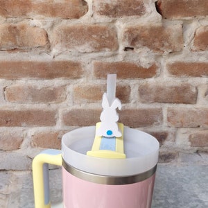 Painted 3D printed easter bunny straw buddy charm tumbler accessories / tumbler charm straw buddy / holiday bunny butt straw topper charm