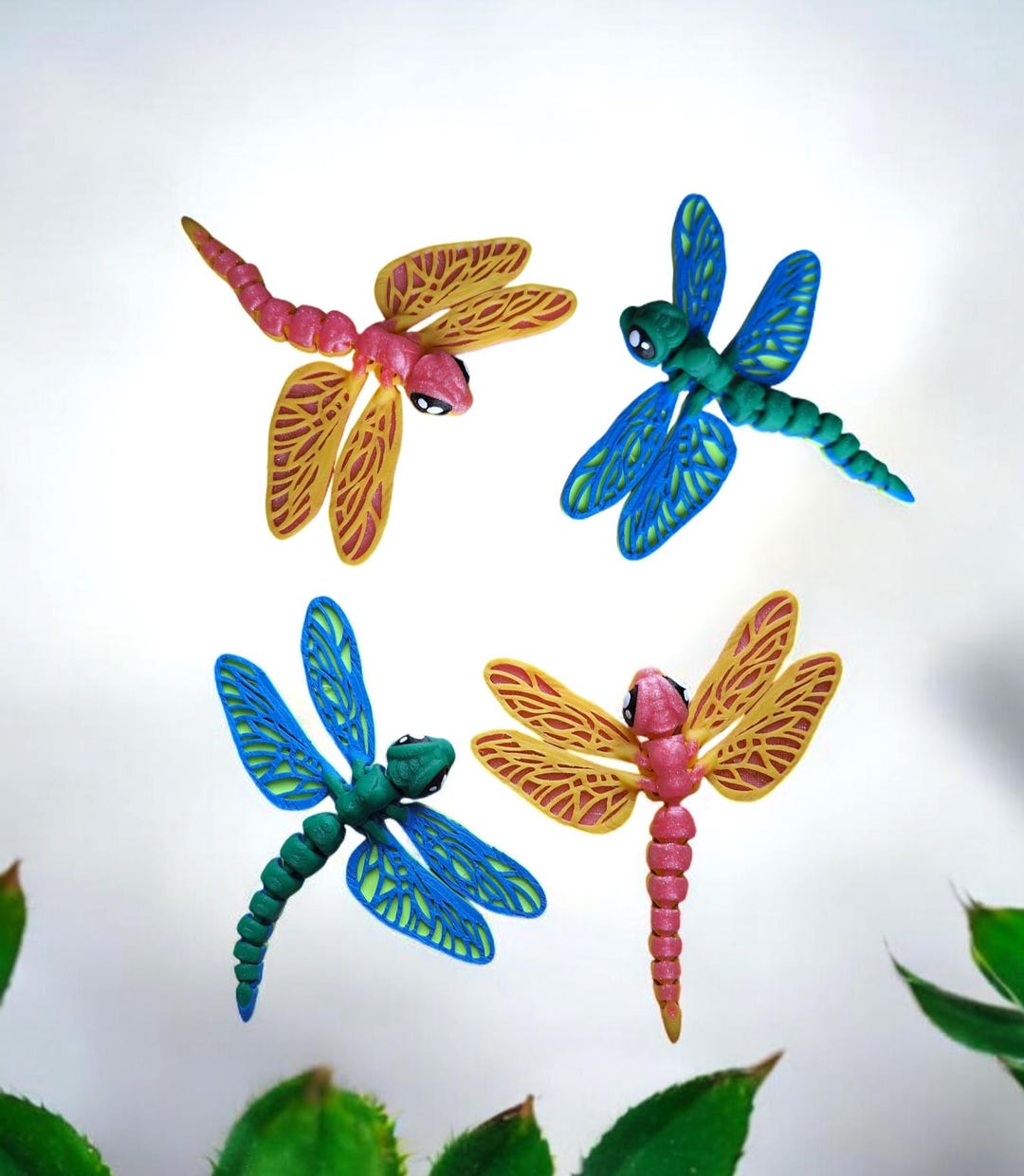 Painted 3D Articulated Dragonfly Insect Bug / 3d Printed Dragonfly ...